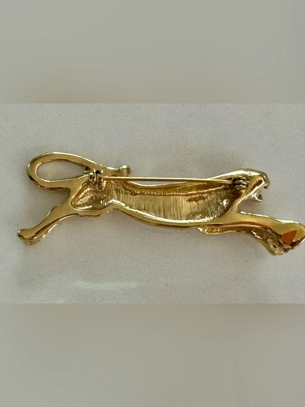 Vintage Sleek Gold Tone Leaping Panther Brooch